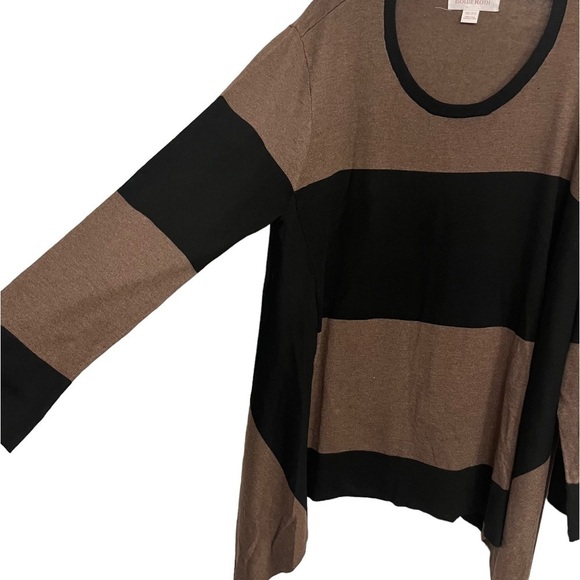 Isolede Roth Brown & Black Colorblock Sharkbite Hem Tunic Sweater Sz 18/20 - Picture 3 of 10